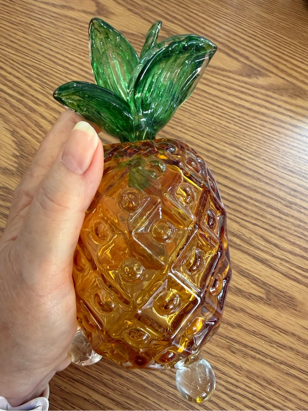 VTG Fenton Pineapple 3-Toed Footed Amber Honey Art Glass Gnat /Fruit FlyCatcher